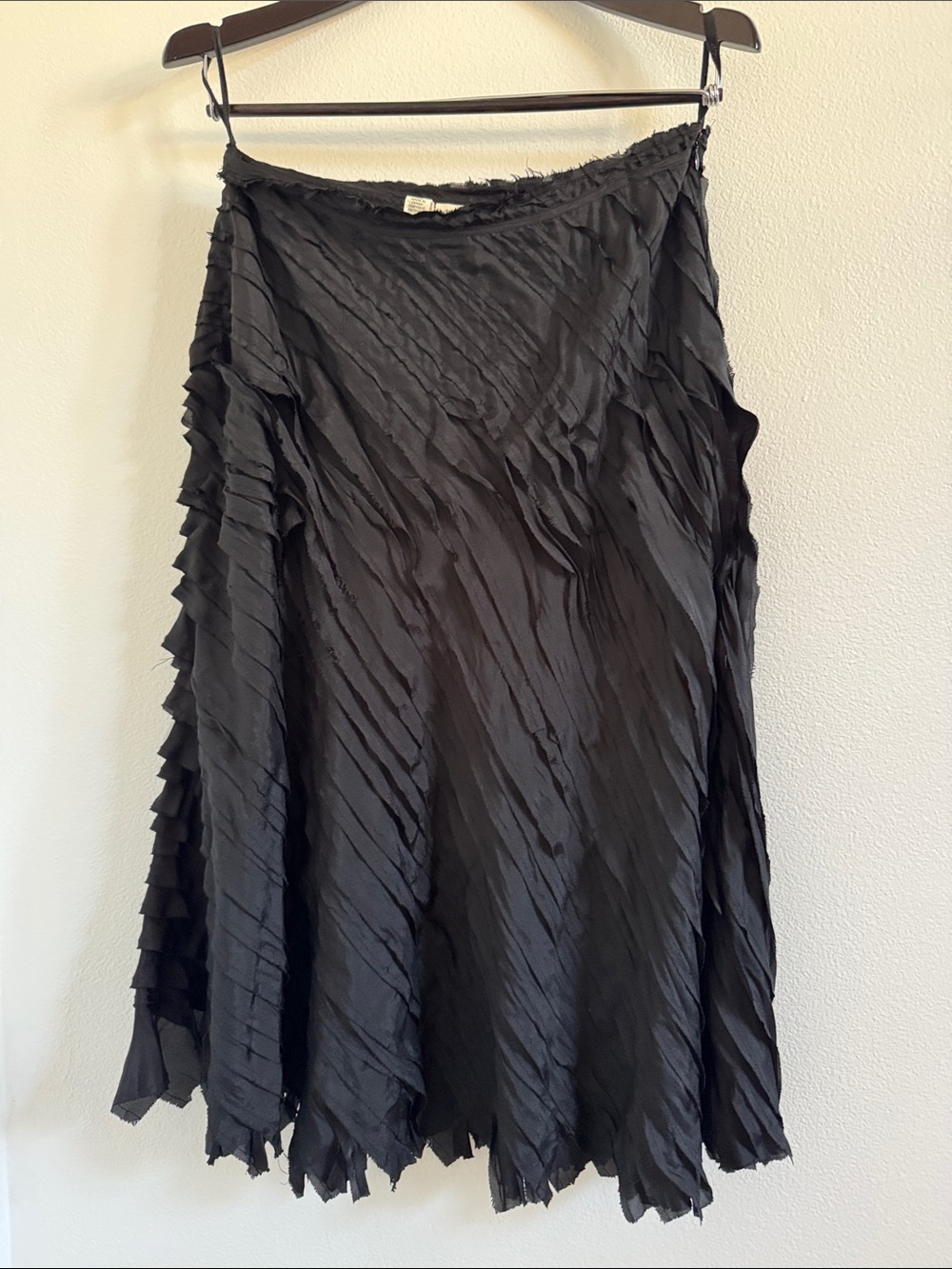 DKNY Black 💯 Silk Textured A-Line Skirt